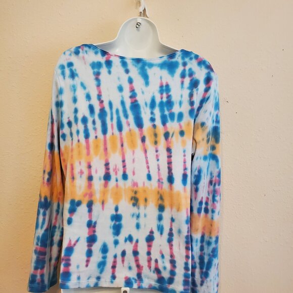 Karen Scott Women's Tie Dye Long sleeve Round neck t-shirt 100% Cotton size M. - Picture 3 of 11